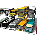 Different Types Of Colorful Modern Buses With Double Decker And Single Decker Designs