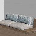Modern Two Seater Sofa With Light Gray Cushions Wooden Frame Against Light Colored Wall