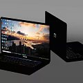 Modern Laptop Displaying City Sunset Wallpaper And Open Close Design