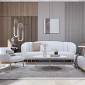 Modern Sofa Coffee Table Combination Double Sofa Coffee Table Combination 3d model