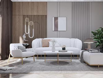 Modern Sofa Coffee Table Combination Double Sofa Coffee Table Combination 3d model