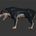 Ferocious Dark Blue Wolf Like Game Movie Character With Open Mouth Sharp Teeth And Claws