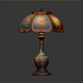 Decorative Table Lamp Combination Featuring Colorful Floral Patterned Lampshade And Artistic Base Design