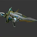 Cartoon Style Sci Fi Weapon With Sharp Blue Gold White Geometric 3D Rendered Design 3d model