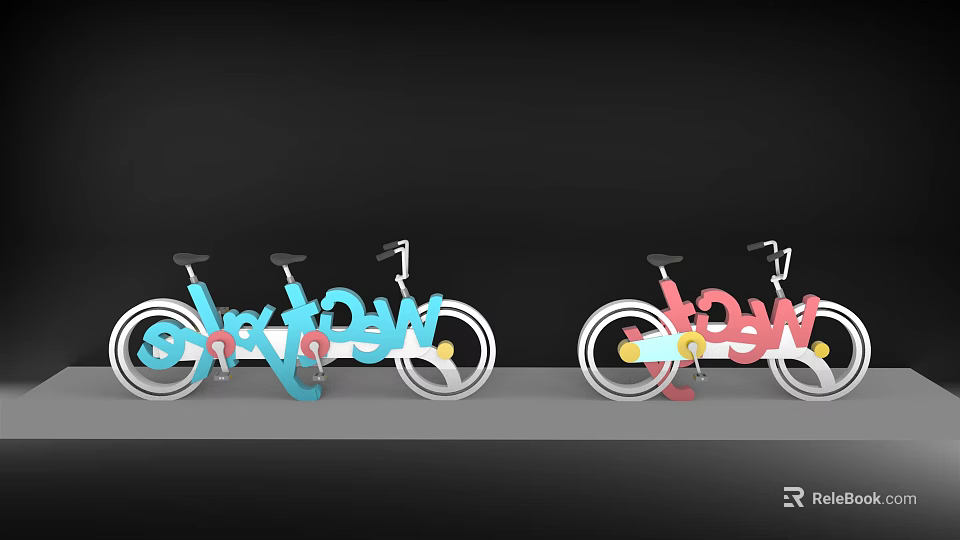 Modern Creative Colorful Bicycle Design With Shadow And Glow Artistic Elements 3d model