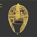 Golden Ancient Helmet With Metallic Surface And Leather Trim Details