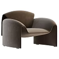 Modern Light Gray Leisure Chair With Curved Design And Rounded Armrests