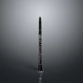 Black Clarinet As Household Item Standing Upright On Grey Background With Reflection
