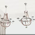 Two Rustic Wooden Chandeliers With Glass Shades And Candle Style Bulbs In Room