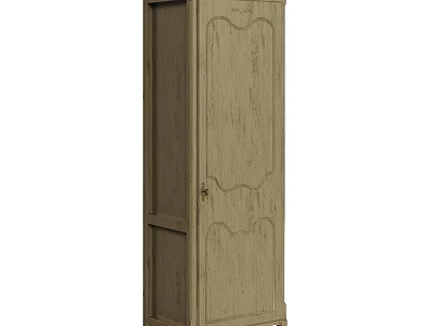 Vintage Wooden Cabinet With Carved Panel Details And Light Brown Finish 3d model