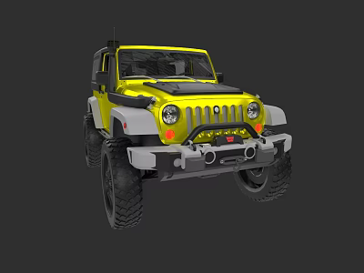 Yellow Off Road Vehicle with Rugged Exterior and Large Tires Front Grille Design 3d model