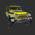 Yellow Off Road Vehicle with Rugged Exterior and Large Tires Front Grille Design