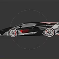 Black and Red Supercar with Sleek Body Red Accents Rear Spoiler and Sporty Wheels