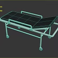 Emergency Medical Stretcher With Stainless Steel Frame Blue Pad And Wheels