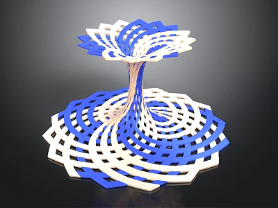 Blue And White Spiral Decorative Sculpture With Intertwined Geometric Design 3d model