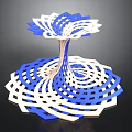 Blue And White Spiral Decorative Sculpture With Intertwined Geometric Design