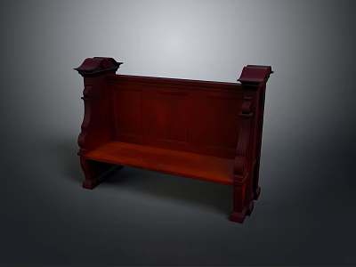 Wooden Outdoor Bench With Dark Brown Finish Classic Design Carved Armrests And Ornate Legs 3d model