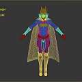 Female Batman Game Movie Character In Black Bodysuit With Green Accents Yellow Boots And Cape