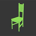 Wooden Casual Chair With Grid Pattern Backrest And Square Seat Design