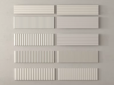 Stylish White Wall Panels Featuring Various Striped And Flat Designs For Interior 3d model