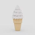 Delicious White Swirled Soft Serve Ice Cream In Crispy Waffle Cone