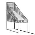 Black Metal Basketball Training Stand With Backboard Hoop And Ball Storage
