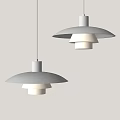 Modern Minimalist Gray And White Pendant Lights Hanging In Double Design