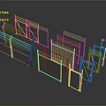 Metal Scaffolding Frames With Blue Panel And Construction Components Display Setup