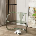 Modern Green Accent Chair With Metal Frame And Indoor Wooden Floor Decor