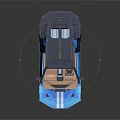 Blue Low Poly Sports Car With Wooden Interior Modern Design Sleek Stripes And Stylish Wheels