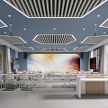 Modern School Classroom Interior With Desks Chairs And Screens
