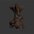 Unique Reddish Brown Terracotta Sculpture With Curled Horns And Intricate Carvings