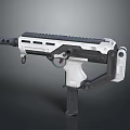 Modern Tactical Gun With White And Black Design Featuring Rail Grip And Stock
