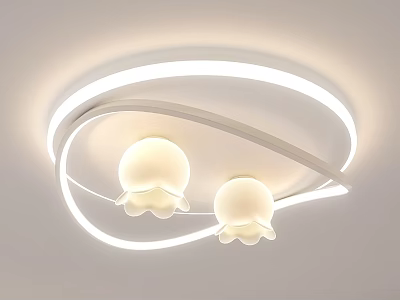 Modern Ceiling Light With Circular Strip And Two Jellyfish Shaped Globes 3d model