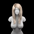 Isolated Woman With Long Blonde Hair And Smooth Bust On Black Background