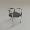 Modern Leisure Chair With Chrome Metal Frame And Round Black Cushion