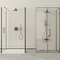 Modern Shower Fixture With Glass Enclosure Black Frame Overhead Shower And Handheld Sprayer