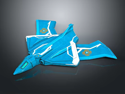 Futuristic Blue Cosmic Spaceship With Aerodynamic Design And White Accents 3d model