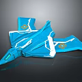 Futuristic Blue Cosmic Spaceship With Aerodynamic Design And White Accents