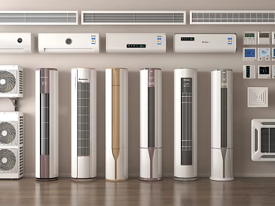 Various Air Conditioners And Fans On 3d model