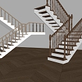 Antique Style Aquarius Column Stairs Solid Wood Corner Stairs Stairs Steps Cascade 3d model