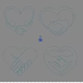 Golden Heart Shaped Handshake Icon Set With Various Design Elements 3d model