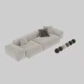 Cozy Modern Sectional Sofa With Plush Pillows And Neutral Velvet Upholstery