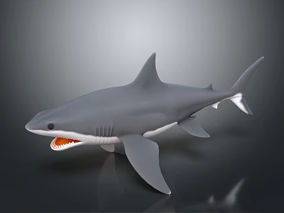 Realistic Gray Shark 3D Model With Open Mouth And Sharp Teeth 3d model
