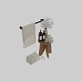 Elegant Minimalist Bathroom Accessories With Rolled Towels Wooden Stool And Bath Products