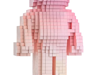 Pink Gradient Building Blocks Stacked To Form Human Shaped Sculpture Design 3d model