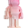 Pink Gradient Building Blocks Stacked To Form Human Shaped Sculpture Design 3d model