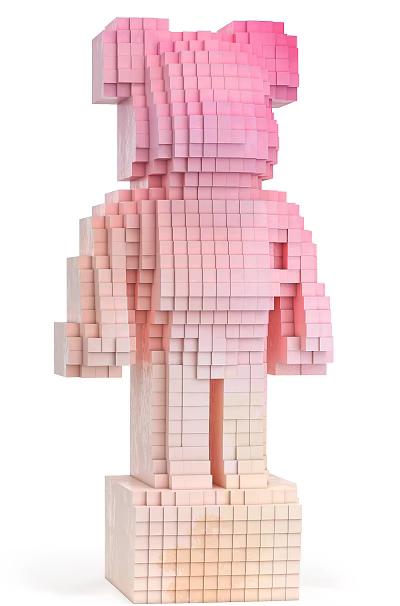 Pink Gradient Building Blocks Stacked To Form Human Shaped Sculpture Design 3d model