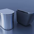 Modern Square Toilets With Metallic Silver And Dark Gray Sleek Surface Design 3d model