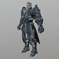 Game Movie Character Male Warrior In Detailed Metal Armor With Shoulder Plates